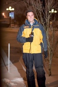 Charlie Lopresti reporting live during the 6pm news at the start of the storm