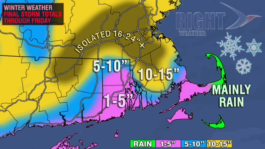 Final Southern New England Snow totals - March7-8, 2013