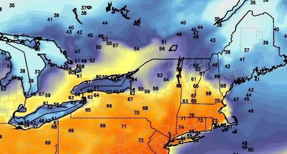 Warm weather in most of the Northeast on Tuesday